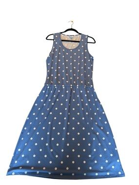 LuLaRoe Blue and White Polka Dot Sleeveless Dress